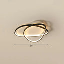 Black Metal Led Flush Ceiling Lamp With Simple Pebblestone Shape - Ideal For Hotel Lighting / 21’