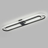 Black Metal Led Foyer Ceiling Lamp: Oblong Flush Mount Lighting Fixture / 19.5’