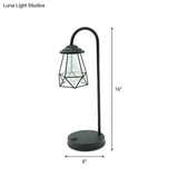 Black Metal Led Gooseneck Table Lamp With Retro Style Wire Cage