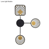 Black Metal Led Wall Sconce For Modern Restaurants - Round And Square Sector Design