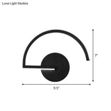 Black Metal Led Wall Sconce With Minimalist Half-Circle Design - Warm/White Light Open Concept