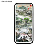 Black Metal Led Wall Sconce With Stunning Asia Mountain Scene For Family Room