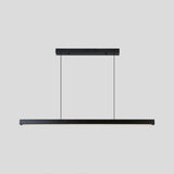 Black Metal Linear Led Pendant: Sleek Restaurant Island Light Fixture / 35.5 White