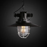 Black Metal Pendant Light With Wire Cage And Glass Shade – 1-Light Hanging Lamp Kit