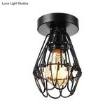 Black Metal Petal Design Flush Pendant Light For Coffee Shop
