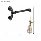 Black Metal Sconce Light With Hanging Shade - Industrial Wall Mounted Lighting For Dining Room