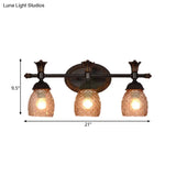 Black Metal Wall Mount Vanity Light: Clear Prismatic Glass Dome Traditional Style 2/3-Light Bathroom