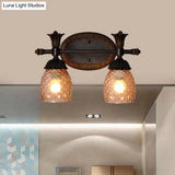 Black Metal Wall Mount Vanity Light: Clear Prismatic Glass Dome Traditional Style 2/3-Light Bathroom