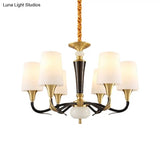Black Milky Glass Pendulum Chandelier: Elegant 6-Light Pendant Lamp For Dining Hall
