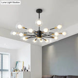 Black Modern Metal Radial Chandelier With Spherical Clear Glass Shade