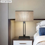 Black Modernism Table Lamp: Sleek Rectangular Bedside Nightstand Accent With Light Fabric