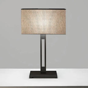 Black Modernism Table Lamp: Sleek Rectangular Bedside Nightstand Accent With Light Fabric