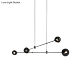 Black Modernist Dome Chandelier: Elegant Ceiling Light For Metal Dining Room