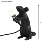 Black Mouse Shape Night Table Lamp - Traditional Resin Desk For Living Room