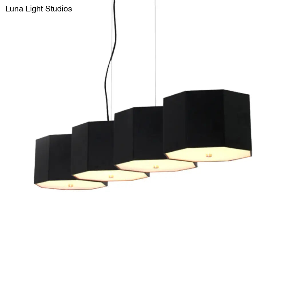 Black Nordic Island Light With Octagon Metal Shade For Dining Room