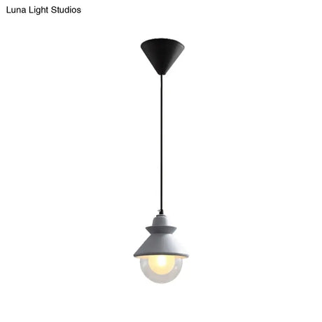 Black/Pink Macaron Style Pendant Ceiling Light With Double Glass Shade