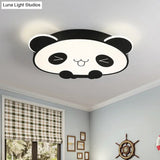 Black/Pink Panda Led Flushmount Fixture – Modern Acrylic Ceiling Light For Bedroom