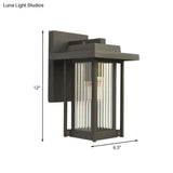 Black Prismatic Glass Single Head Wall Sconce Lantern For Outdoor - Countryside Style