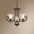 Black Retro Parlor Chandelier With Clear Ribbed Glass & Swirled Arm 3 /