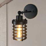 Black Retro Style Cylinder/Oval Caged Wall Mount Light - Metallic Mini Lighting With 1 Head /