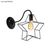 Black Retro Style Metal Diamond/Star Sconce Lamp For Coffee Shop