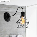Black Retro Style Metal Diamond/Star Sconce Lamp For Coffee Shop