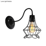 Black Retro Style Metal Diamond/Star Sconce Lamp For Coffee Shop