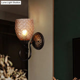 Black Ribbed Glass Tulip Wall Sconce - Traditional 1-Light Fixture For Living Room