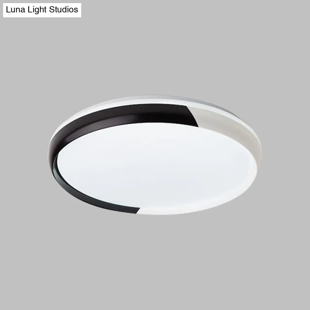 Black/Rose Gold Modernist Led Flush Mount Ceiling Lamp - Round Acrylic Light Fixture For Bedroom