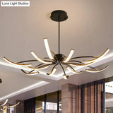 Black Rotating Stick Led Chandelier: Minimalist Acrylic Hanging Lamp For Dining Room