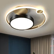 Black Round Flush Lamp - Nordic Style Led Ceiling Lighting For Bedroom In Warm/White/3 Color Light