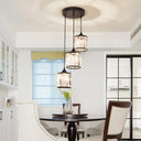 Black Rustic Drum Shade Crystal Pendant - Multi Light Down Lighting For Dining Room 3 /