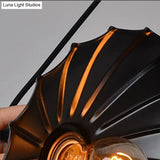 Black Scalloped Iron Ceiling Suspension Lamp - Loft Dining Room Pendant Light With 1 Bulb