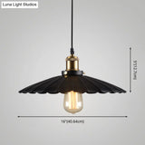 Black Scalloped Metal Pendant Lighting For Farm-Styled Coffee Shops