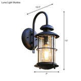 Black Seeded Glass Wall Sconce With Cage - Traditional 1-Light Fixture