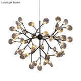 Black Smoked Glass Led Firefly Chandelier Pendant Light With Minimalist Design