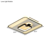Black Square Flush Mount Led Ceiling Light Modern Acrylic Lamp 16.5’/20.5’ Width