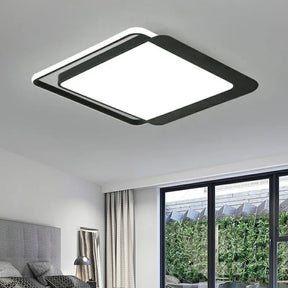 Black Square LED Flush Light with Acrylic Shade - Minimalist Flush Mount Ceiling Fixture Black / 18’’ / White