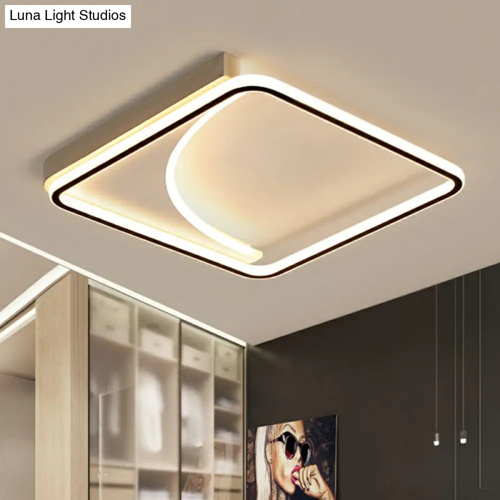 Black Square Led Flush Mount Ceiling Light With Minimalistic Design / 16.5 Third Gear