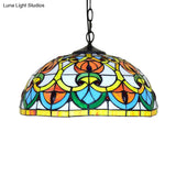 Black Stained Glass Bowl Pendant Light – Tiffany Style Living Room