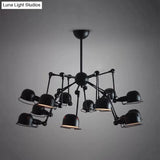 Black Starburst Hanging Light Retro Chandelier With Metal Dome Shade For Dining Room