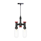 Black Steampunk Ceiling Chandelier With Clear/Amber Glass Capsule Lights Clear / A