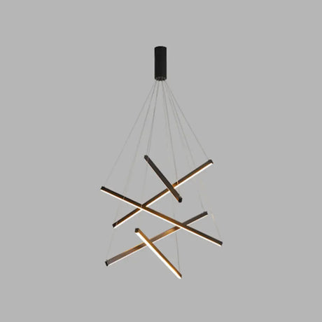 Black Sticks Led Chandelier Light Novelty Minimalist Metal Suspension Lamp For Lobby 5 / White