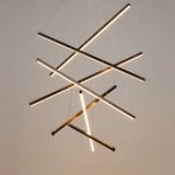 Black Sticks Led Chandelier Light Novelty Minimalist Metal Suspension Lamp For Lobby 7 / Warm