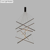Black Sticks Led Chandelier Light Novelty Minimalist Metal Suspension Lamp For Lobby