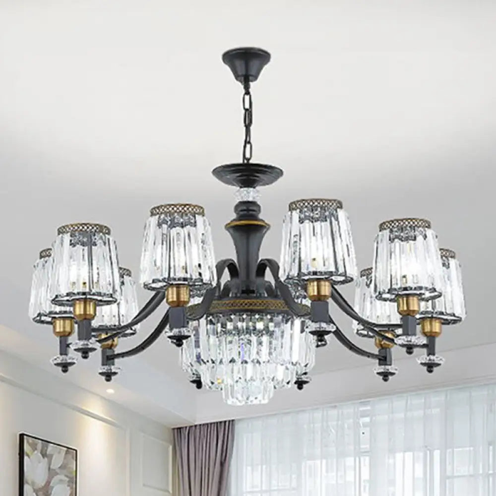Black Tapered Chandelier With Clear Crystal Shade - Simple Drop Lamp For Elegant Lighting 10 /