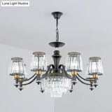 Black Tapered Chandelier With Clear Crystal Shade - Simple Drop Lamp For Elegant Lighting