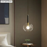 Black Textured Glass Dining Room Pendant With Modern Spherical Hanging Design