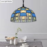 Black Tiffany-Style Glass Star Pendant Light - 12’/16’ Wide 1-Light Fixture