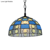 Black Tiffany-Style Glass Star Pendant Light - 12’/16’ Wide 1-Light Fixture